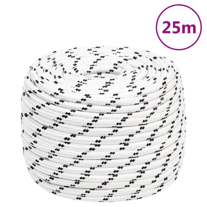 Pletena vrv za čoln bela 12 mm x 25 m poliester